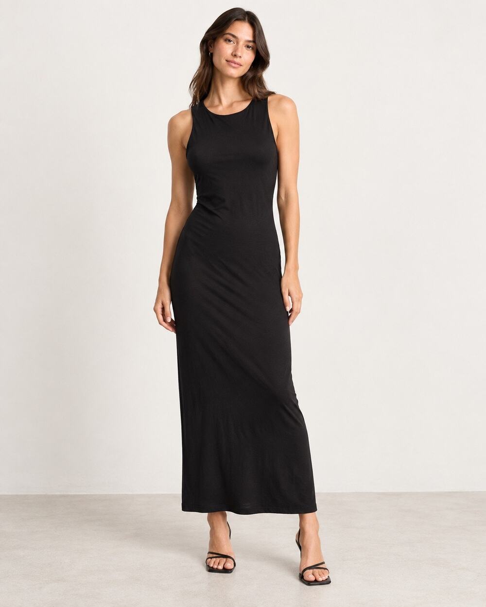 Reformation Black Bodycon Midi Muscle Tank Dress